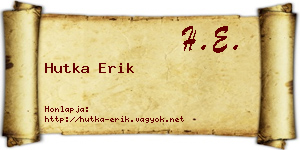 Hutka Erik névjegykártya